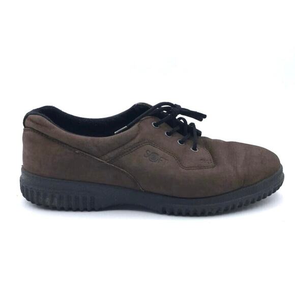 Ecco Soft SZ 41 (10-10.5) Women's Brown Nubuck Lace Up Comfort Sneaker - Picture 1 of 7